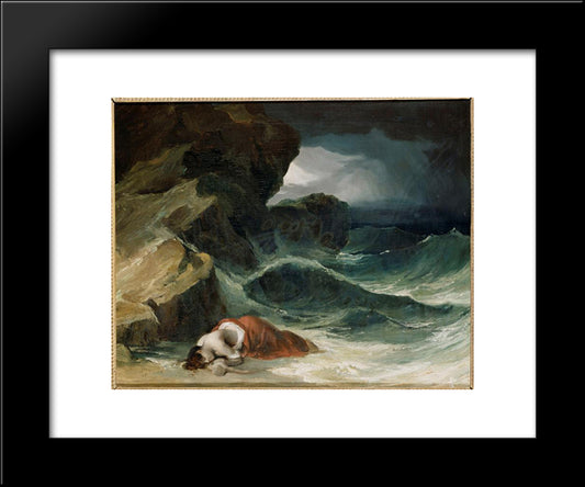 The Storm, Or The Shipwreck 20x24 Black Modern Wood Framed Art Print Poster by Gericault, Theodore