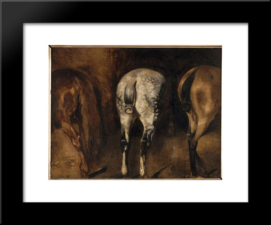 Three Rumps Of Horses 20x24 Black Modern Wood Framed Art Print Poster by Gericault, Theodore