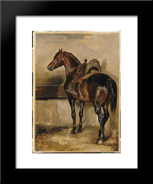 Turkish Horse In A Stable 20x24 Black Modern Wood Framed Art Print Poster by Gericault, Theodore