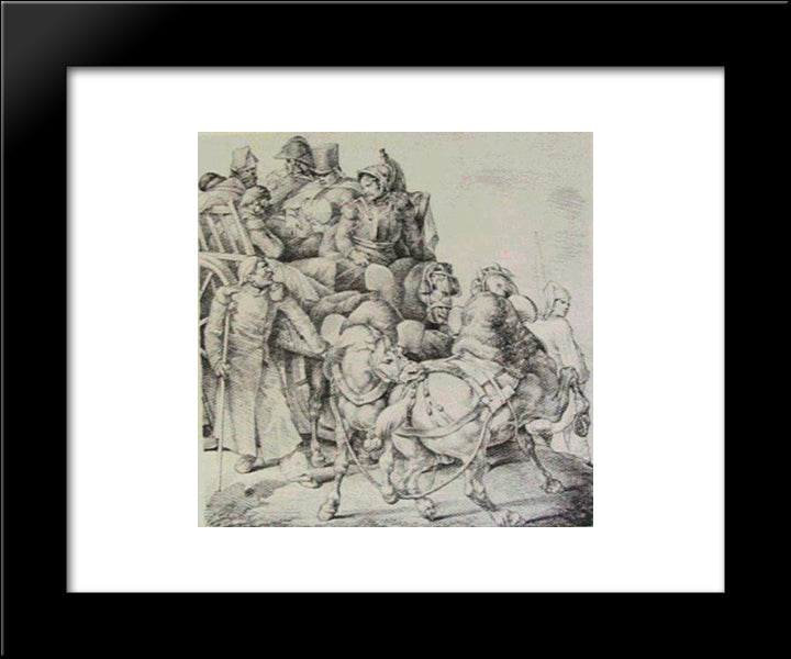 Wagons Filled With Wounded Soldiers 20x24 Black Modern Wood Framed Art Print Poster by Gericault, Theodore