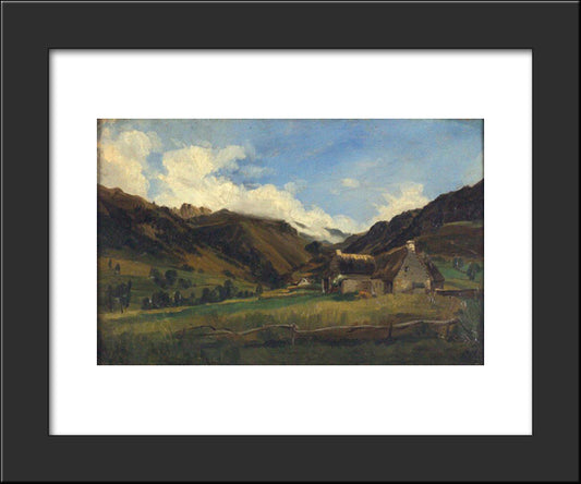 A Hilly Landscape In Auvergne 20x24 Black Modern Wood Framed Art Print Poster by Rousseau, Theodore