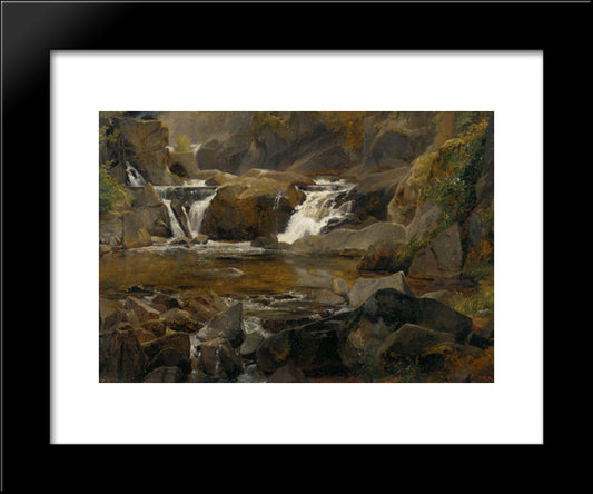 A Stream With Dam In Auvergne 20x24 Black Modern Wood Framed Art Print Poster by Rousseau, Theodore