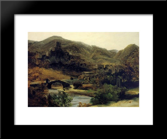 A View Of Thiers In The Auvergne 20x24 Black Modern Wood Framed Art Print Poster by Rousseau, Theodore