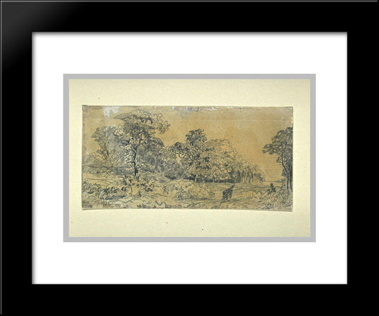 Carrier Bundles Of Wood On The Edge 20x24 Black Modern Wood Framed Art Print Poster by Rousseau, Theodore