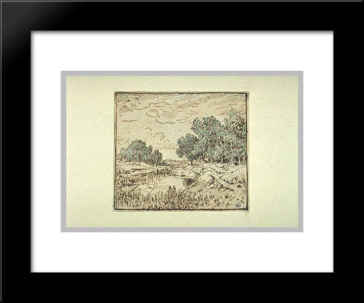 Clumps Of Trees Along A River 20x24 Black Modern Wood Framed Art Print Poster by Rousseau, Theodore