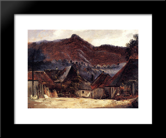 Cottages In The Jura 20x24 Black Modern Wood Framed Art Print Poster by Rousseau, Theodore