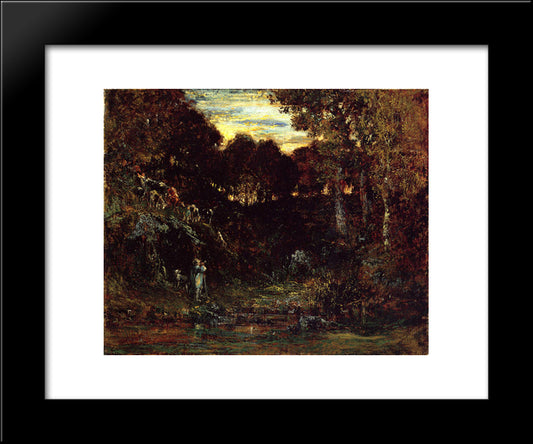 Cows Returning From The Mountainside 20x24 Black Modern Wood Framed Art Print Poster by Rousseau, Theodore