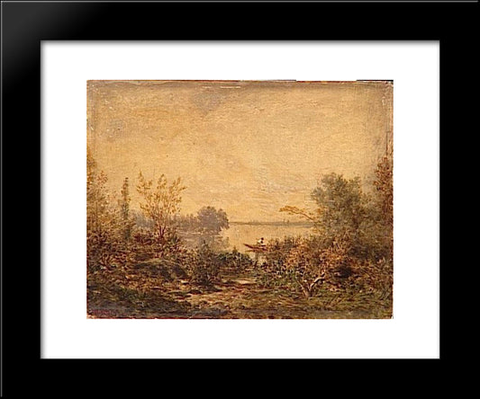 Edge Of River 20x24 Black Modern Wood Framed Art Print Poster by Rousseau, Theodore