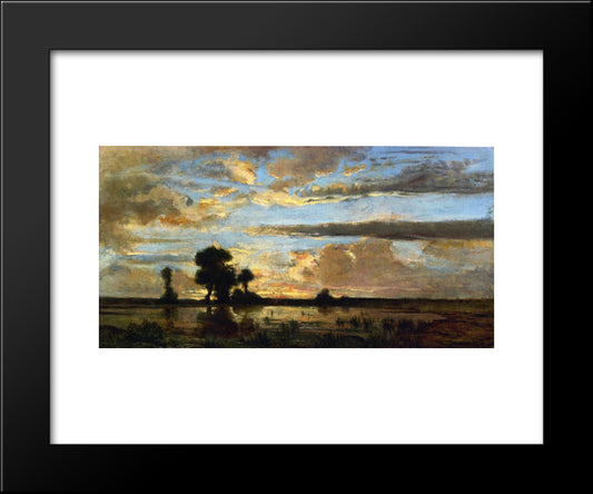 Edge Of The Forest, Sun Setting 20x24 Black Modern Wood Framed Art Print Poster by Rousseau, Theodore