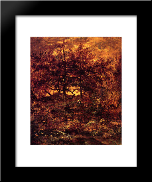 Fall At The Jean-Du-Paris, In The Forest Of Fontainebleau 20x24 Black Modern Wood Framed Art Print Poster by Rousseau, Theodore