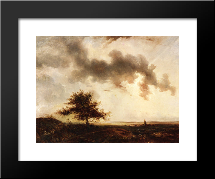 Figures In A Landscape 20x24 Black Modern Wood Framed Art Print Poster by Rousseau, Theodore