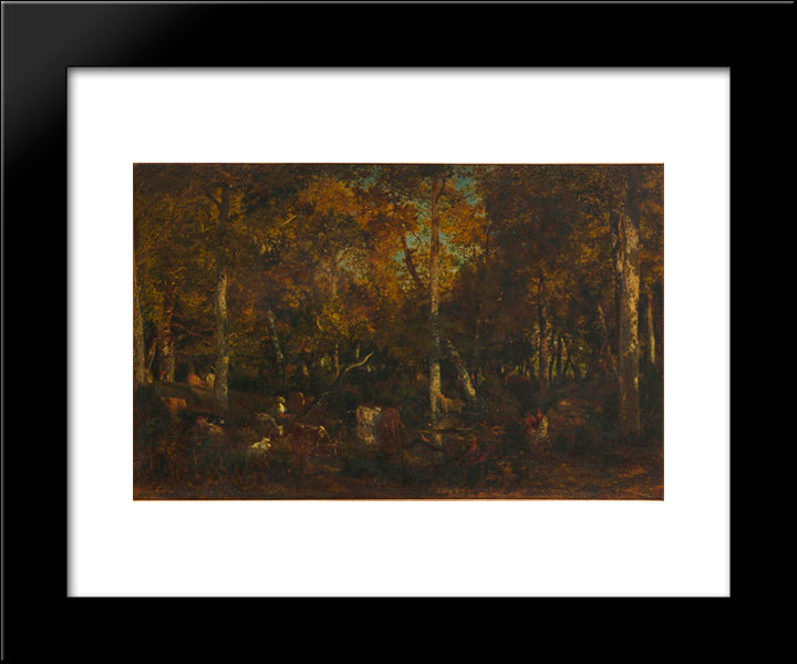 Inside The Forest Grove At Vieux Dormoir Du Bas-Breau (Fontainebleau Forest) 20x24 Black Modern Wood Framed Art Print Poster by Rousseau, Theodore