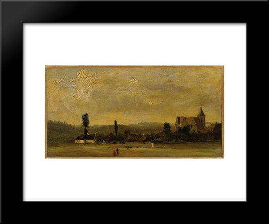 Landscape With A Church 20x24 Black Modern Wood Framed Art Print Poster by Rousseau, Theodore