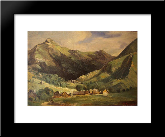 Landscape At Vigerie, Valley Santoire, Auvergne 20x24 Black Modern Wood Framed Art Print Poster by Rousseau, Theodore