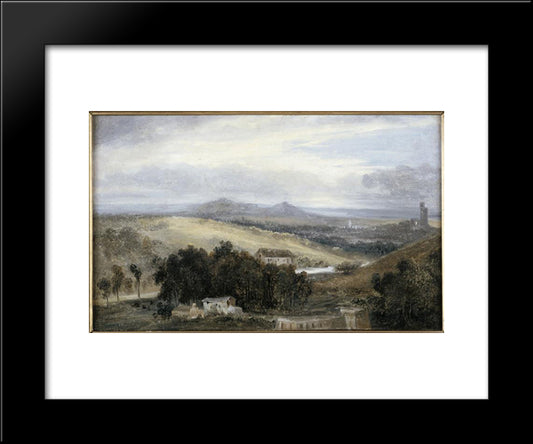 Landscape In Auvergne (Near Puy) 20x24 Black Modern Wood Framed Art Print Poster by Rousseau, Theodore