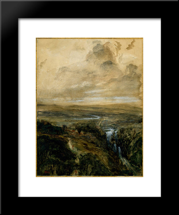 Landscape In The Auvergne 20x24 Black Modern Wood Framed Art Print Poster by Rousseau, Theodore