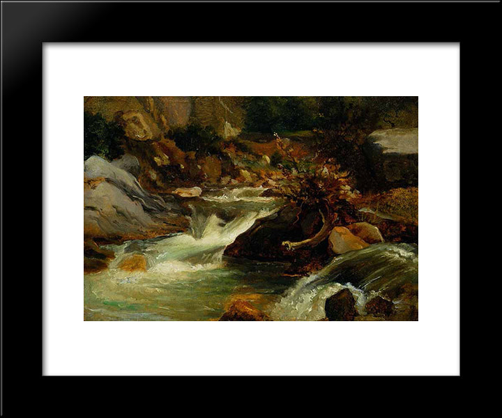 Landscape Study 20x24 Black Modern Wood Framed Art Print Poster by Rousseau, Theodore