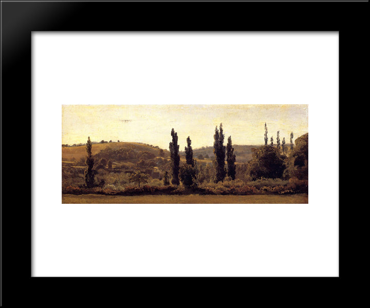 Landscape With Poplars 20x24 Black Modern Wood Framed Art Print Poster by Rousseau, Theodore