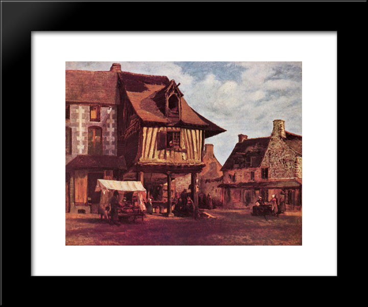 Market In The Normandy 20x24 Black Modern Wood Framed Art Print Poster by Rousseau, Theodore