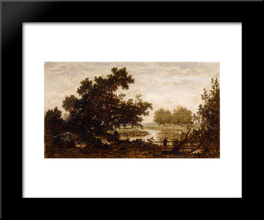 Meadows Crossed By A River 20x24 Black Modern Wood Framed Art Print Poster by Rousseau, Theodore