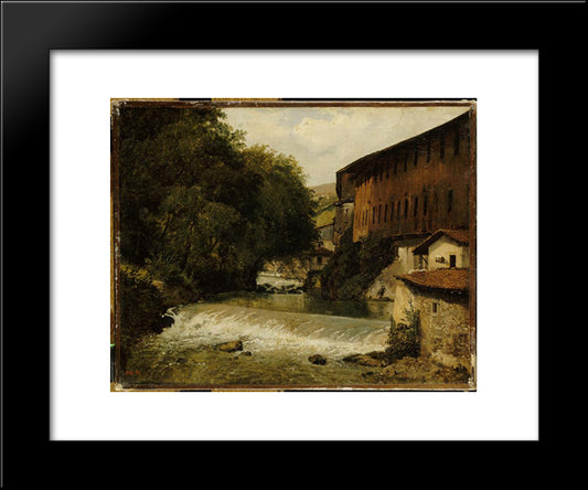 Mills Of Thiers 20x24 Black Modern Wood Framed Art Print Poster by Rousseau, Theodore