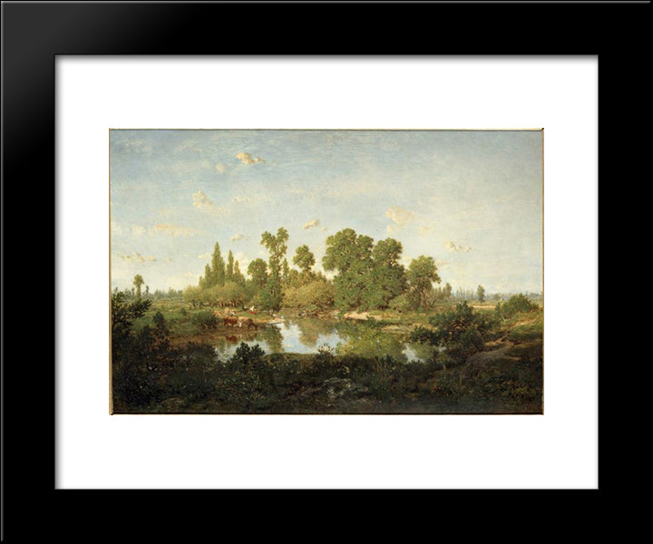 Morning 20x24 Black Modern Wood Framed Art Print Poster by Rousseau, Theodore