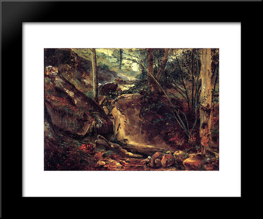 Mountain Stream In Auvergne 20x24 Black Modern Wood Framed Art Print Poster by Rousseau, Theodore