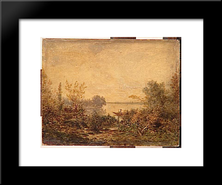 Riverside 20x24 Black Modern Wood Framed Art Print Poster by Rousseau, Theodore