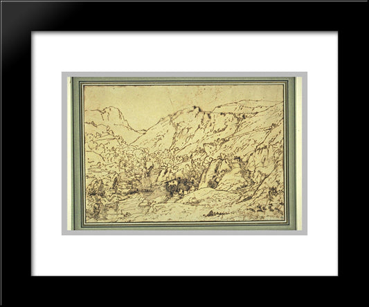 Rocky Valley 20x24 Black Modern Wood Framed Art Print Poster by Rousseau, Theodore