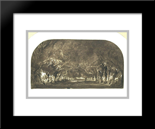 Sketch For The Alley Chesnut 20x24 Black Modern Wood Framed Art Print Poster by Rousseau, Theodore