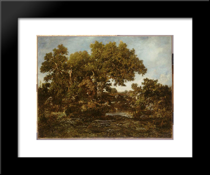 The Collier'S Hut 20x24 Black Modern Wood Framed Art Print Poster by Rousseau, Theodore