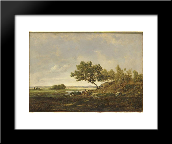 The Pond At The Foot Of The Hill 20x24 Black Modern Wood Framed Art Print Poster by Rousseau, Theodore