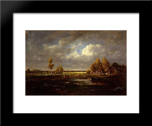 The Pond Near The Road 20x24 Black Modern Wood Framed Art Print Poster by Rousseau, Theodore