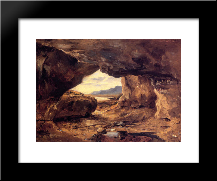 The Cave In A Cliff Near Granville 20x24 Black Modern Wood Framed Art Print Poster by Rousseau, Theodore