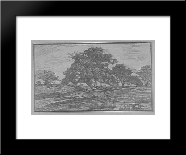 Trees 20x24 Black Modern Wood Framed Art Print Poster by Rousseau, Theodore
