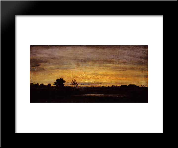 Twilight In Sologne 20x24 Black Modern Wood Framed Art Print Poster by Rousseau, Theodore