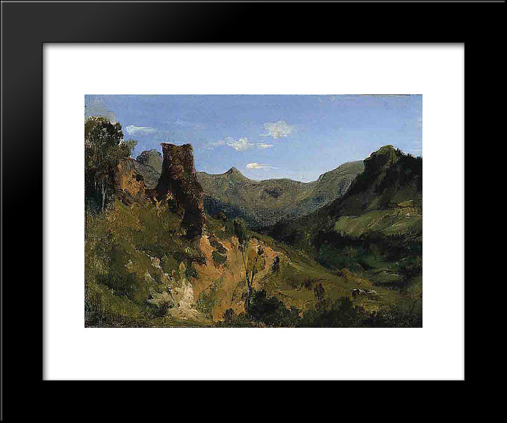 Valley In The Auvergne Mountains 20x24 Black Modern Wood Framed Art Print Poster by Rousseau, Theodore