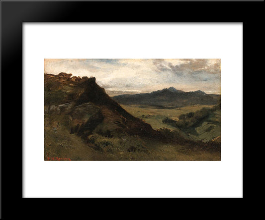 View Of Mountains, Auvergne 20x24 Black Modern Wood Framed Art Print Poster by Rousseau, Theodore