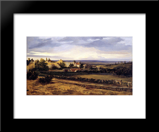 Village In Valley 20x24 Black Modern Wood Framed Art Print Poster by Rousseau, Theodore