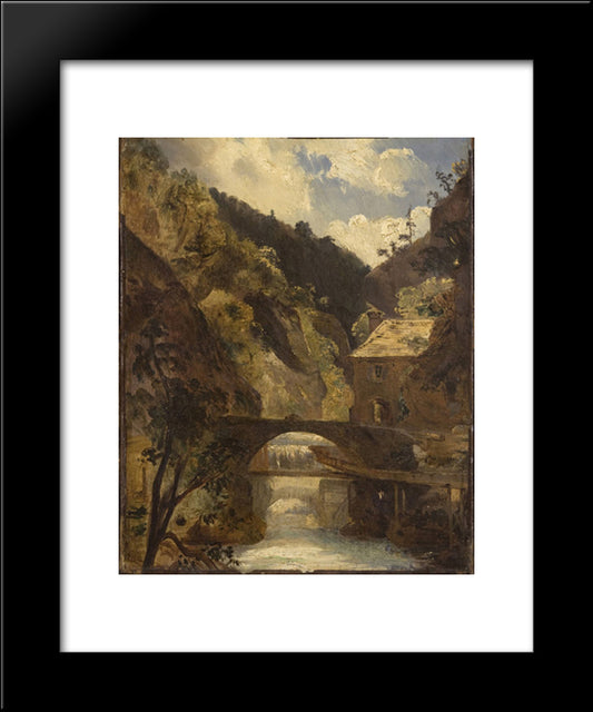 Water Mill, Thiers 20x24 Black Modern Wood Framed Art Print Poster by Rousseau, Theodore