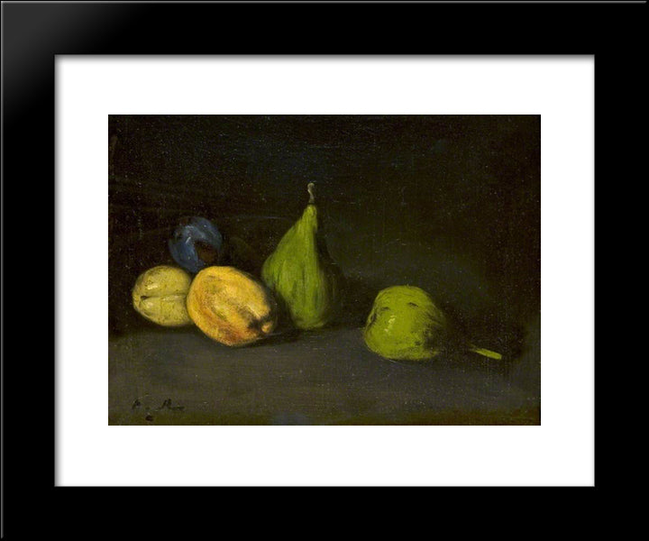 Still Life With Fruit, Figs And Apricots 20x24 Black Modern Wood Framed Art Print Poster by Ribot, Theodule