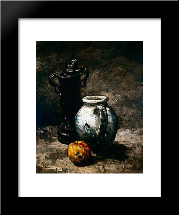 Still Life With Jug 1885 20x24 Black Modern Wood Framed Art Print Poster by Ribot, Theodule