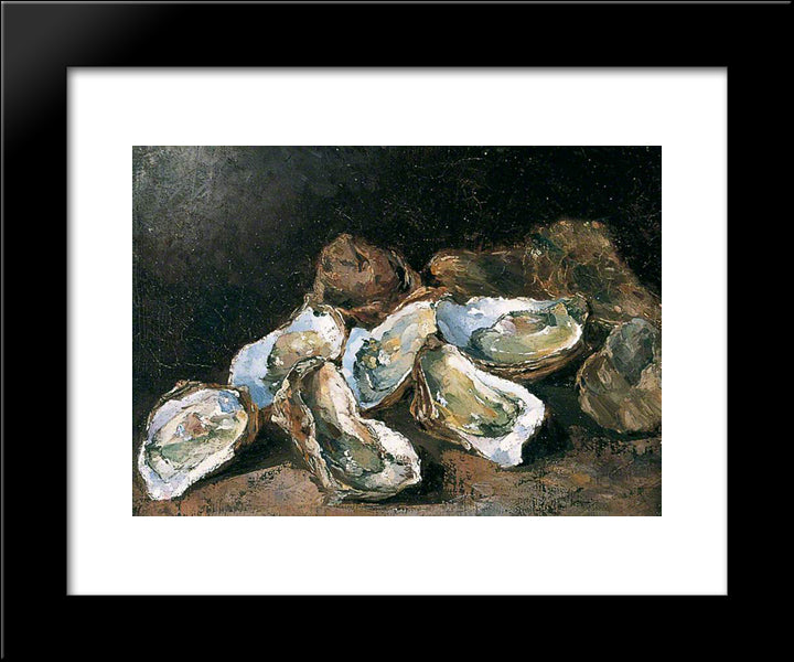 Still Life With Oysters 20x24 Black Modern Wood Framed Art Print Poster by Ribot, Theodule
