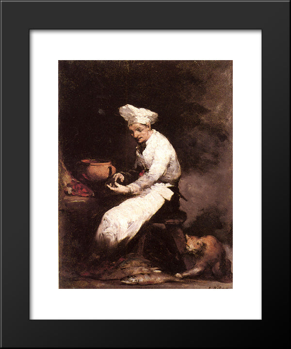 The Cook And The Cat 20x24 Black Modern Wood Framed Art Print Poster by Ribot, Theodule