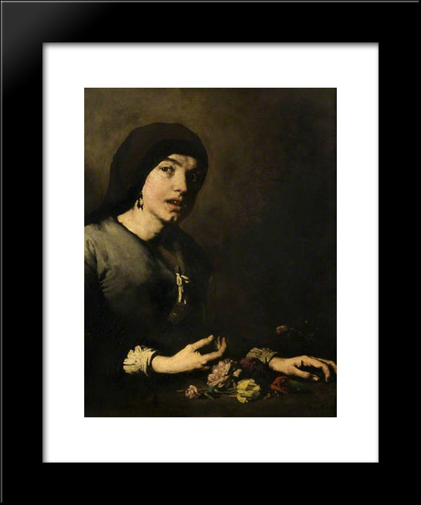 The Flower Girl 20x24 Black Modern Wood Framed Art Print Poster by Ribot, Theodule