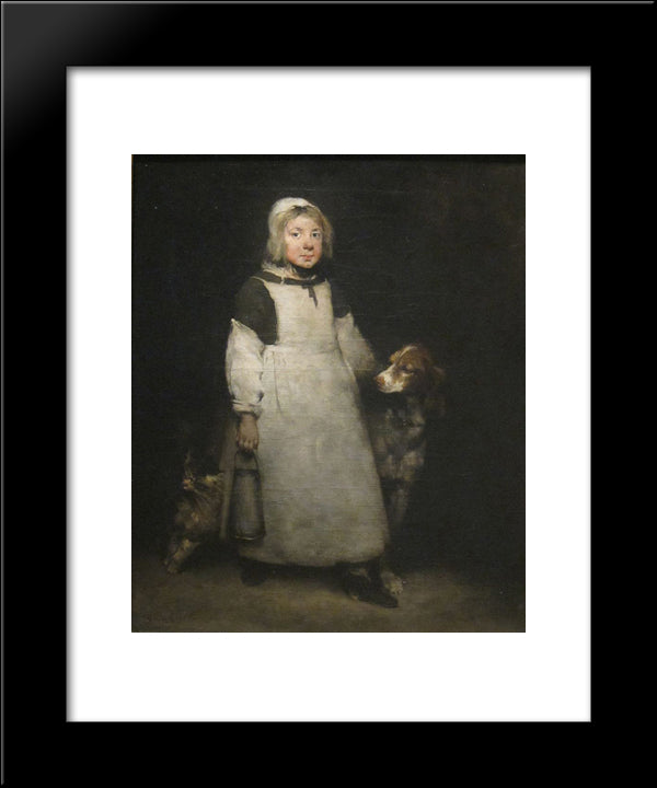 The Little Milkmaid 20x24 Black Modern Wood Framed Art Print Poster by Ribot, Theodule