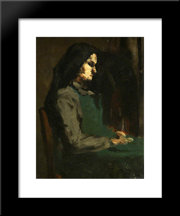 Woman With A Green Apron 20x24 Black Modern Wood Framed Art Print Poster by Ribot, Theodule