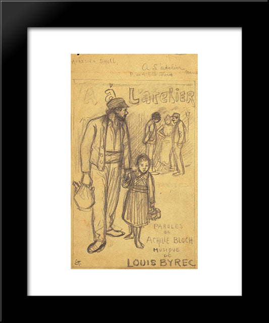 A L'Atelier Preliminary Drawing 20x24 Black Modern Wood Framed Art Print Poster by Steinlen, Theophile
