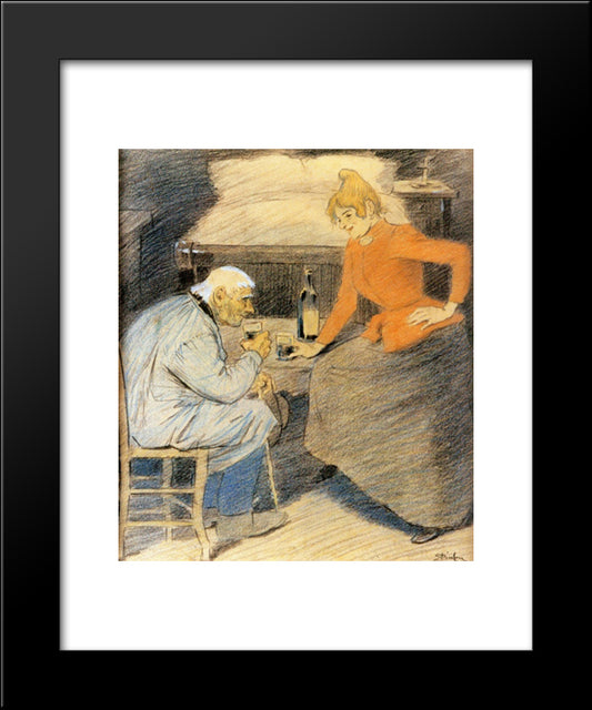 A Little Lift 20x24 Black Modern Wood Framed Art Print Poster by Steinlen, Theophile