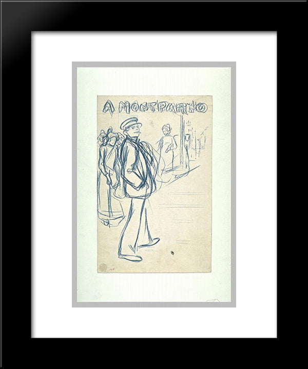 A Montparno Study 20x24 Black Modern Wood Framed Art Print Poster by Steinlen, Theophile